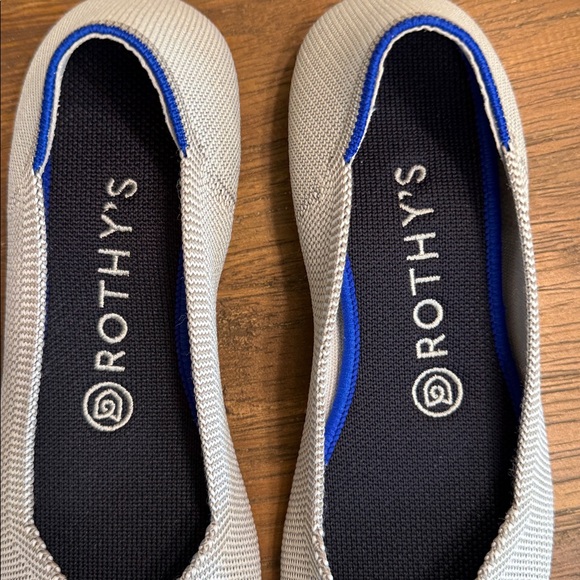 ROTHY’s The Flat Round Toe Flax Birdseye Grey and Cream - Picture 2 of 15